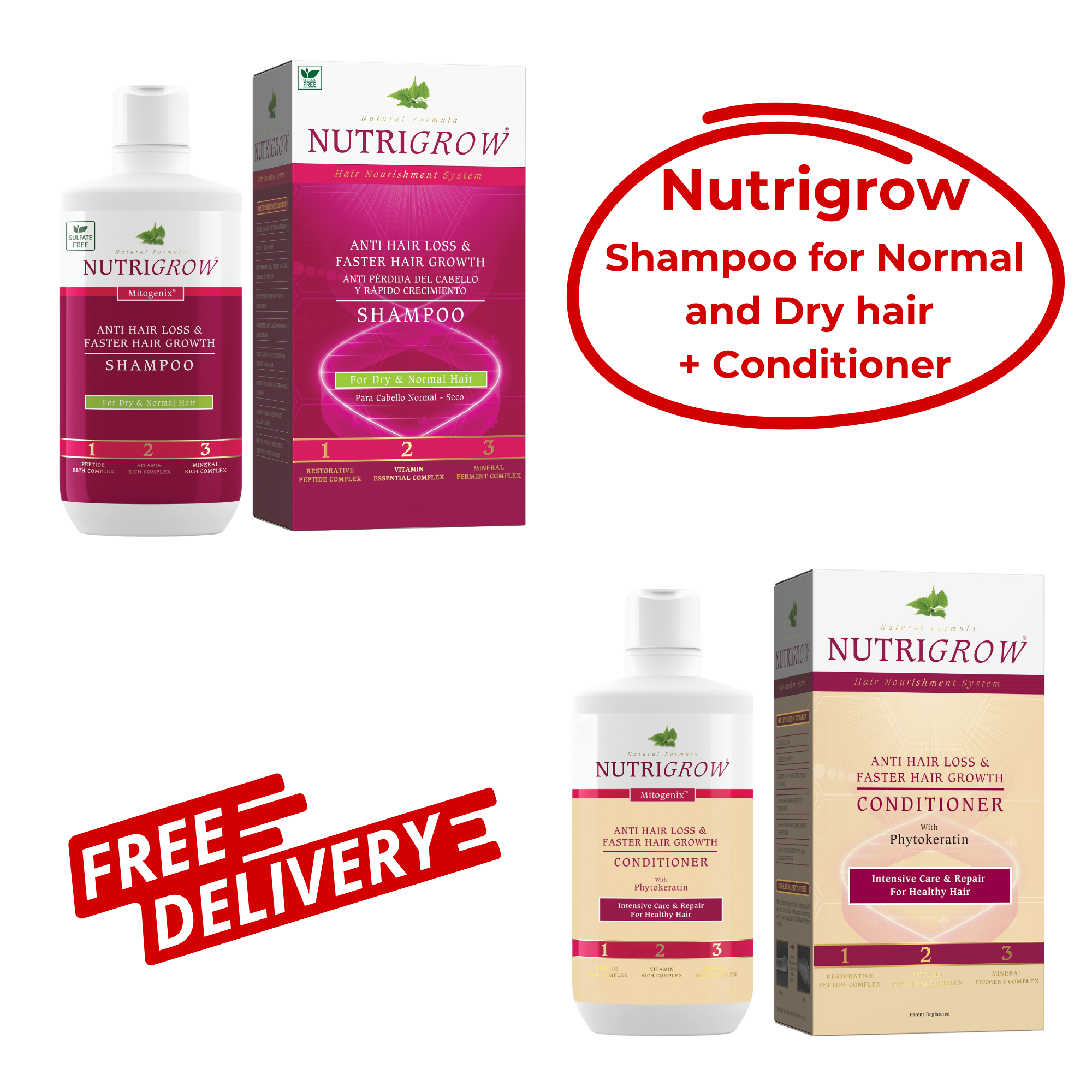 NUTRIGROW Shampoo for Dry & Normal Hair & Conditioner Set