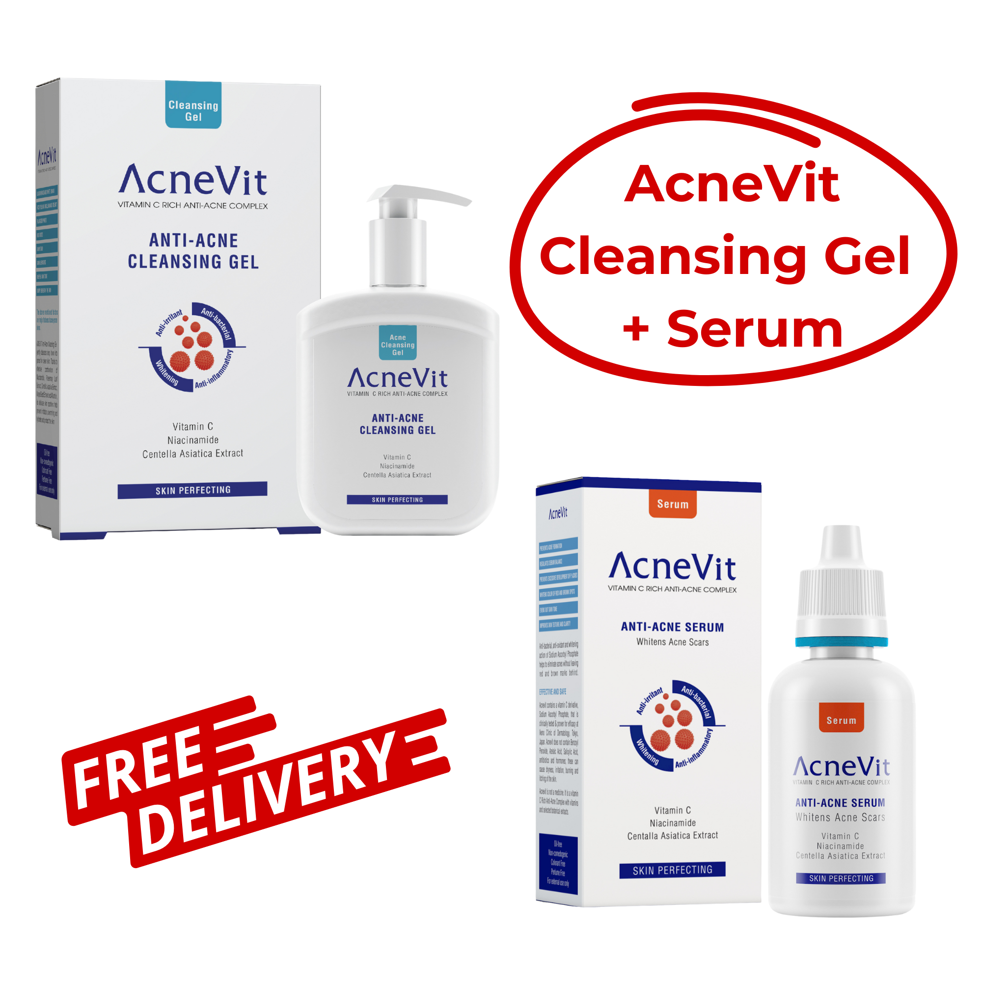 Acnevit Anti-Acne Cleansing Gel + Serum | Complete Anti-Acne Skincare Duo